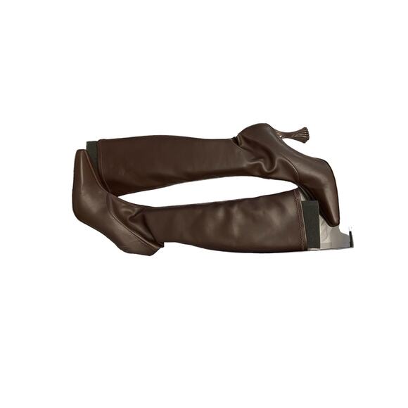 Ammonde Atelier Magda Leather Heeled Boot Knee High Pointed Toe Dark Oat Size 40 - Picture 12 of 16